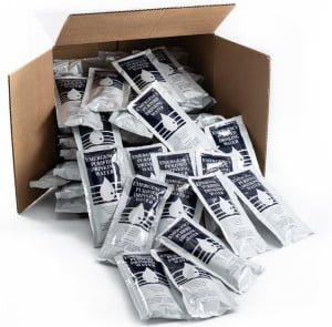 emergency water pouches in box