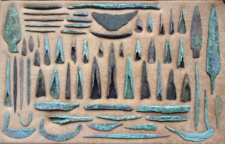 Native American crafted copper tool artifacts 