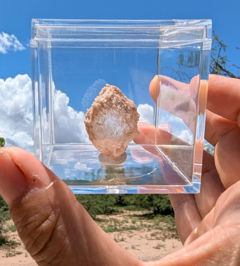 Crystal Clear Pink Selenite Mineral Specimen for sale and found by Regina Cal, Rustic Skills