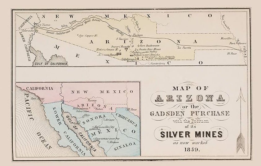 old mining map of arizona silver deposits